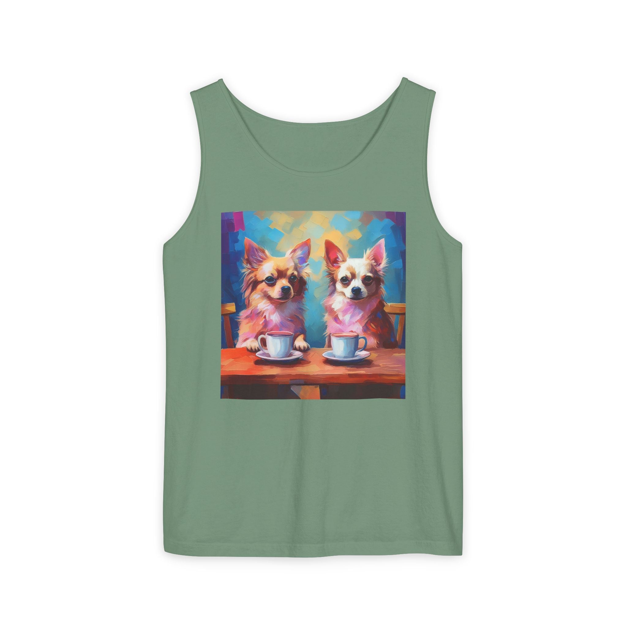 Cafe con Chihuahua Unisex Tank Top
