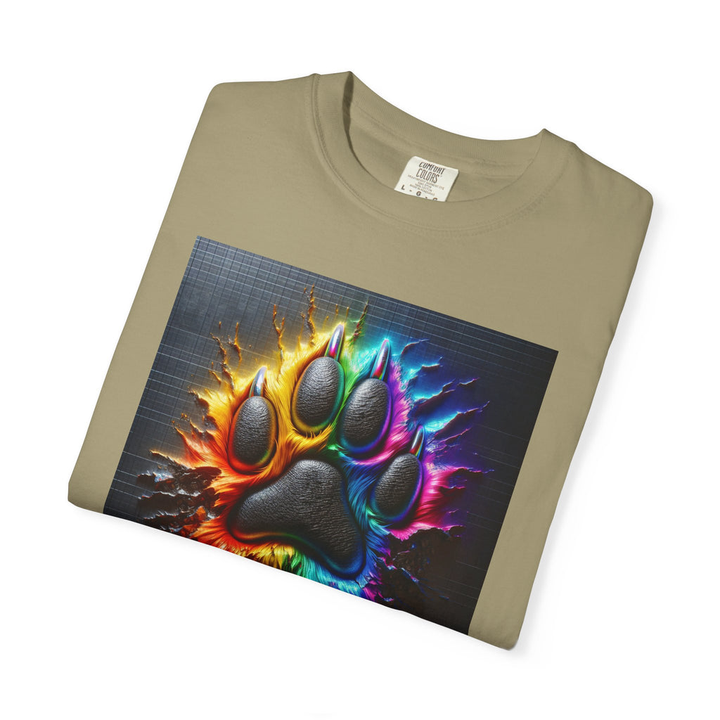 Electric Rainbow Dog Paw Unisex Garment-Dyed T-shirt