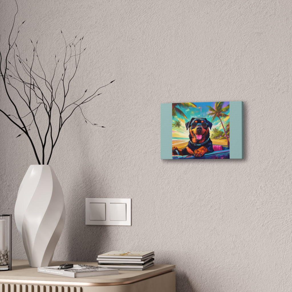 Rottweiler Beach Drive Canvas Painting