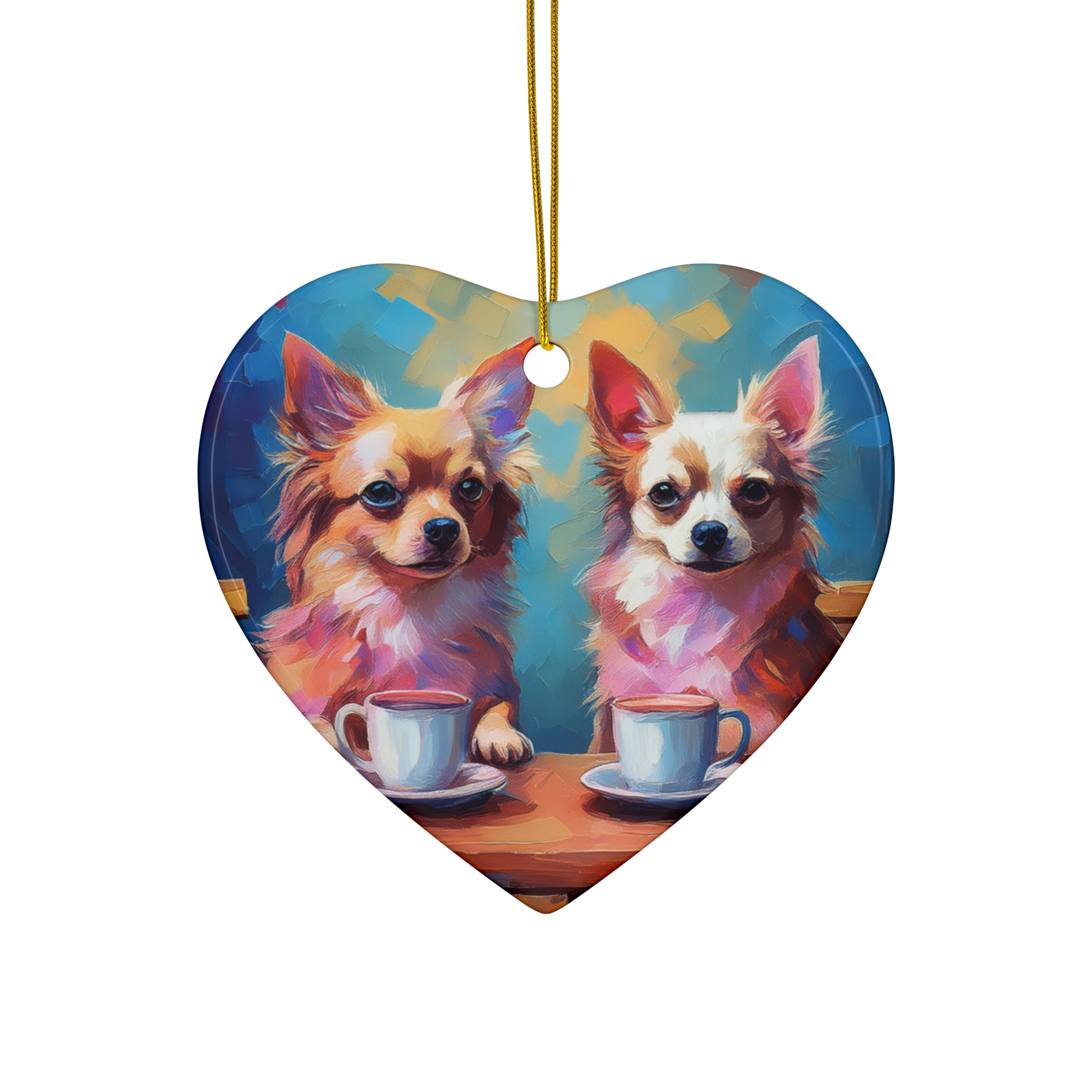 Cafe con Chihuahua Ceramic Ornament