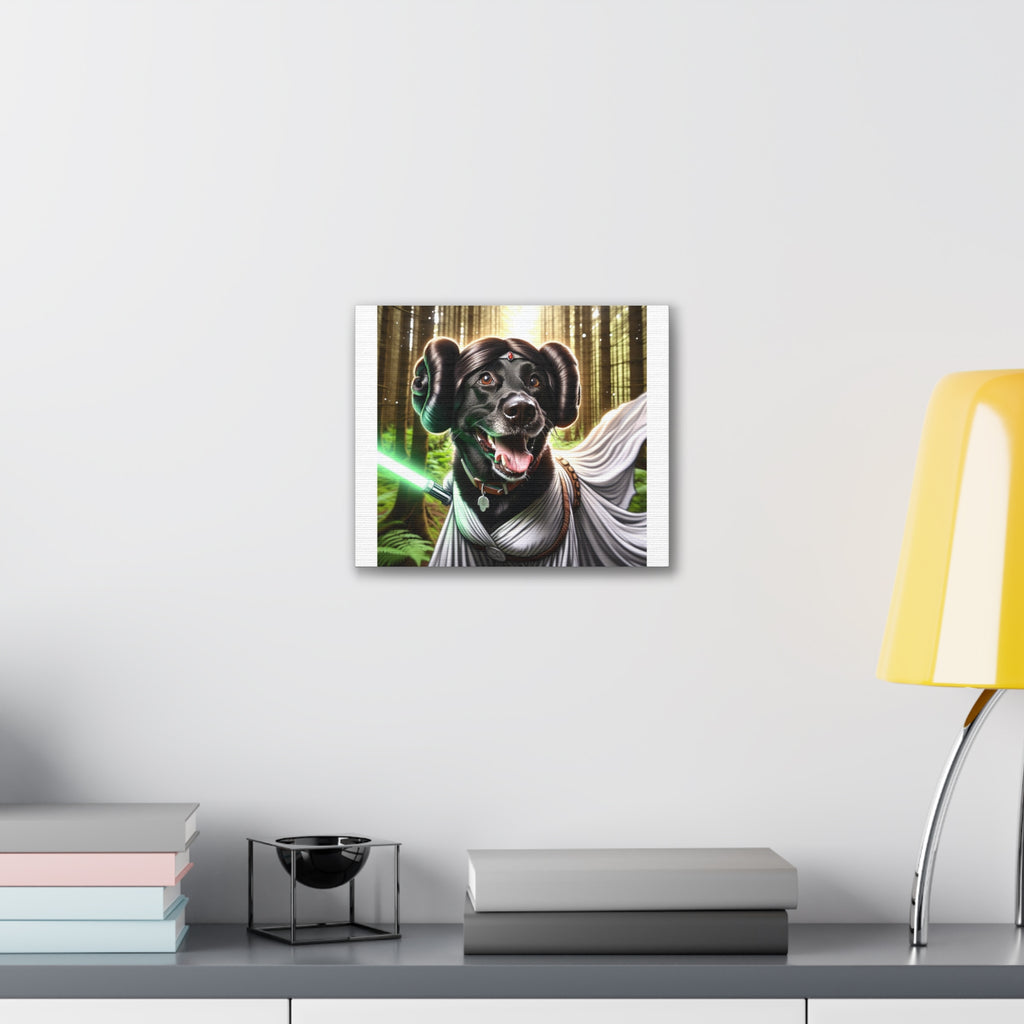 Black Lab Galaxy Princess Canvas Stretched, 0.75"