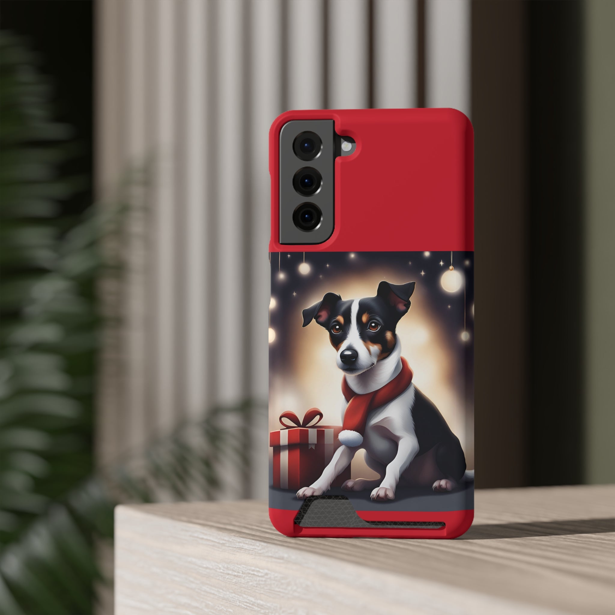 Jack Russel Holiday Phone Case with Card Holder