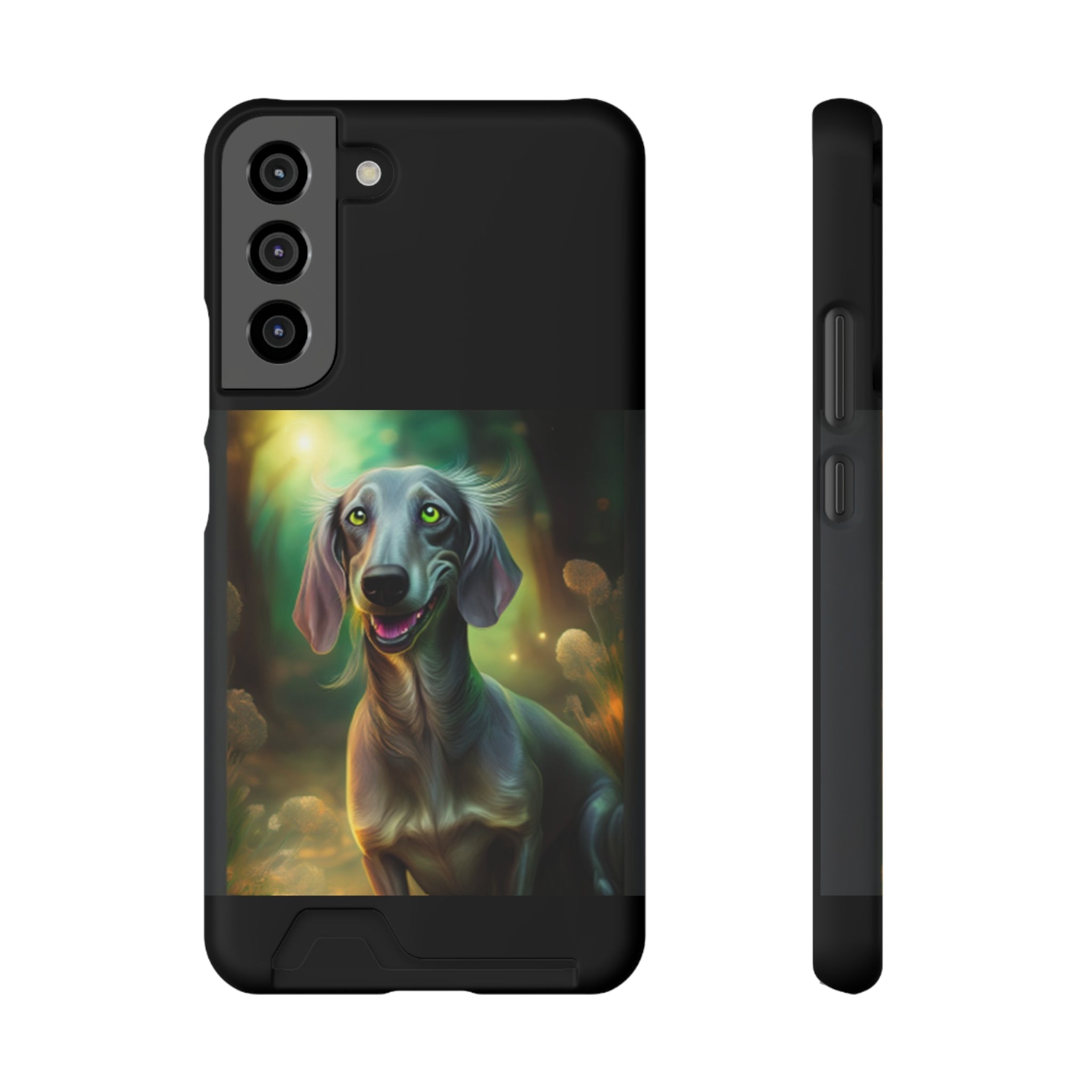 Dachshund Silver Grey Phone Case with Card Holder