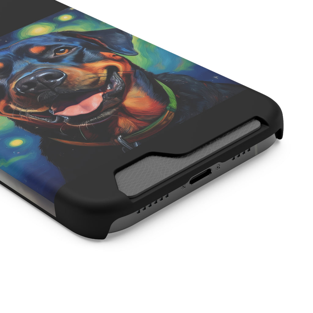 Rottweiler Stary Night Phone Case with Card Holder