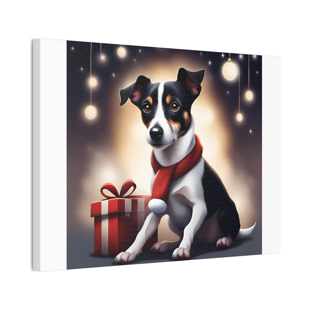 Jack Russel Holiday Canvas Stretched, 0.75"