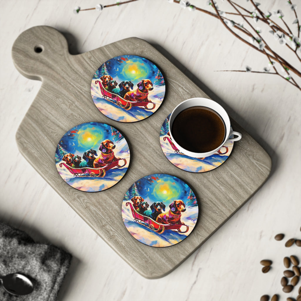 Dachshund Night Sleighride Coasters