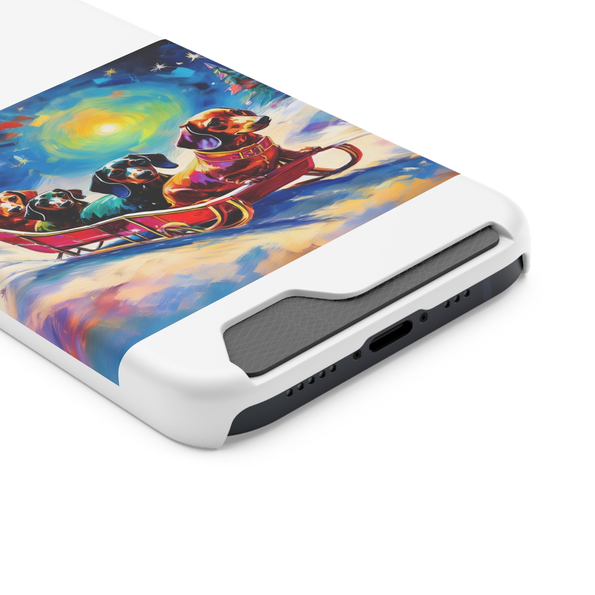 Dachshund Night Sleighride Phone Case with Card Holder