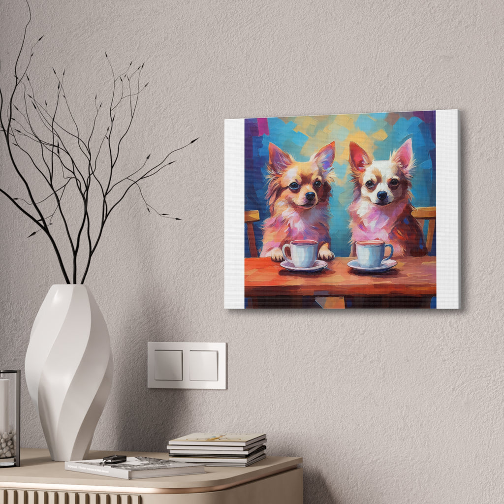Cafe con Chihuahua Canvas Stretched, 0.75"