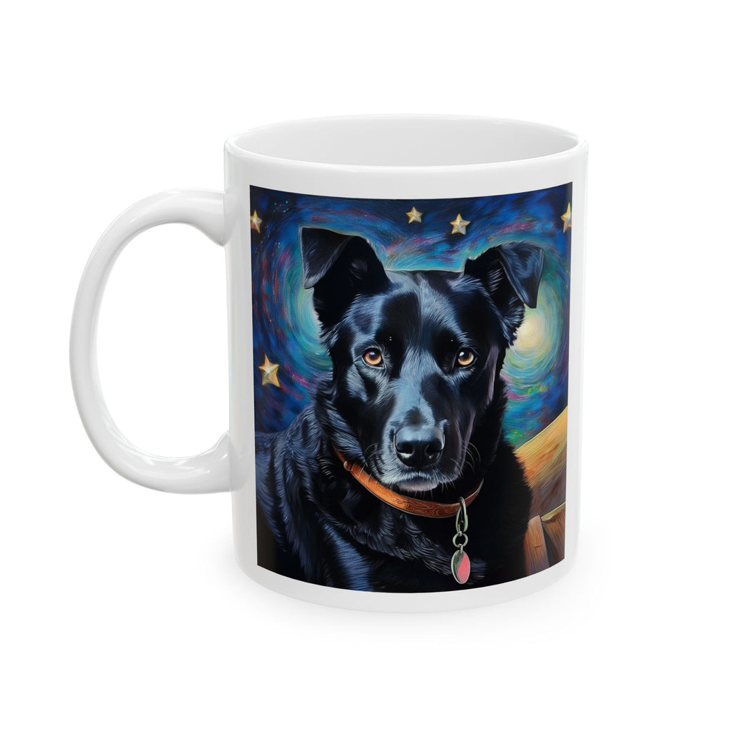 Black Shepherd Lab Stary Night Ceramic Mug, (11oz, 15oz)