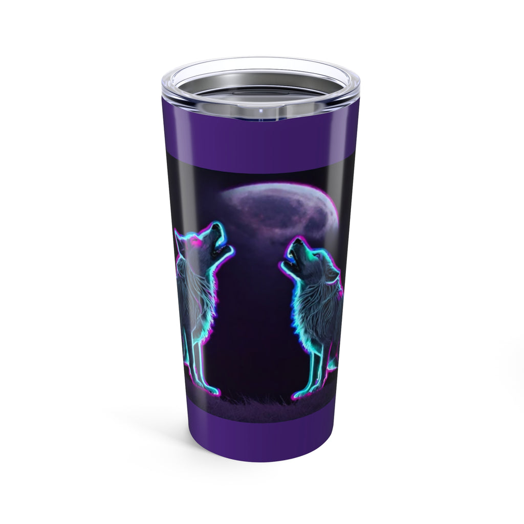 Neon Wolves Howling Tumbler 20oz