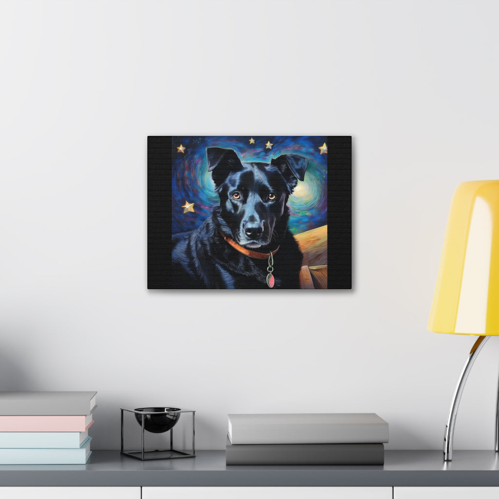 Black Shepherd Lab Stary Night Cavas Painting