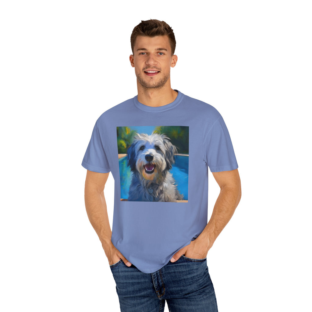 Grey Shaggy Dog Poolside Unisex Garment-Dyed T-shirt