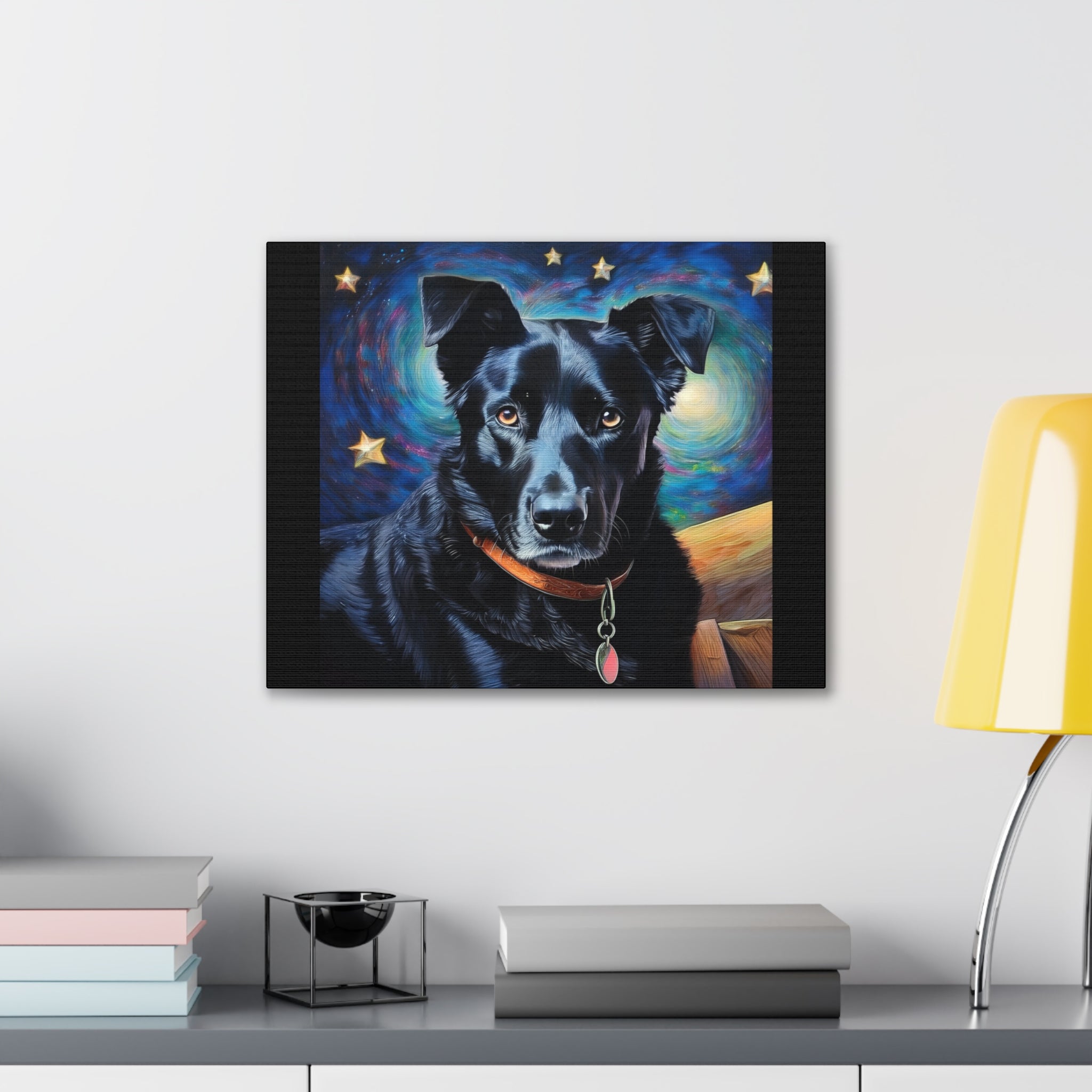 Black Shepherd Lab Stary Night Cavas Painting