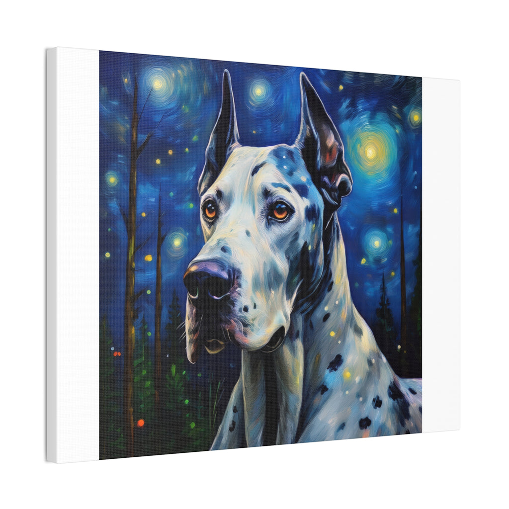 Great Dane Stary Night Canvas Stretched, 0.75"