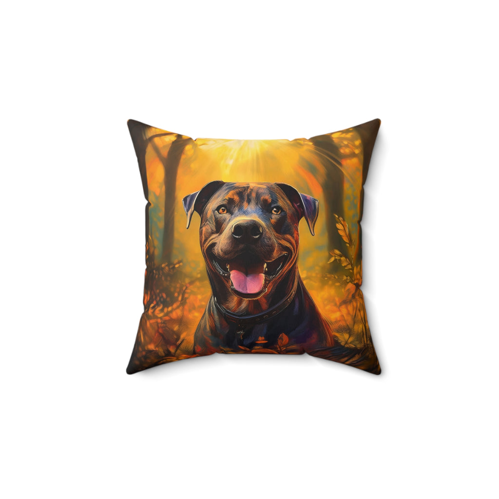Pit Bull Brindle Autumn Polyester Square Pillow