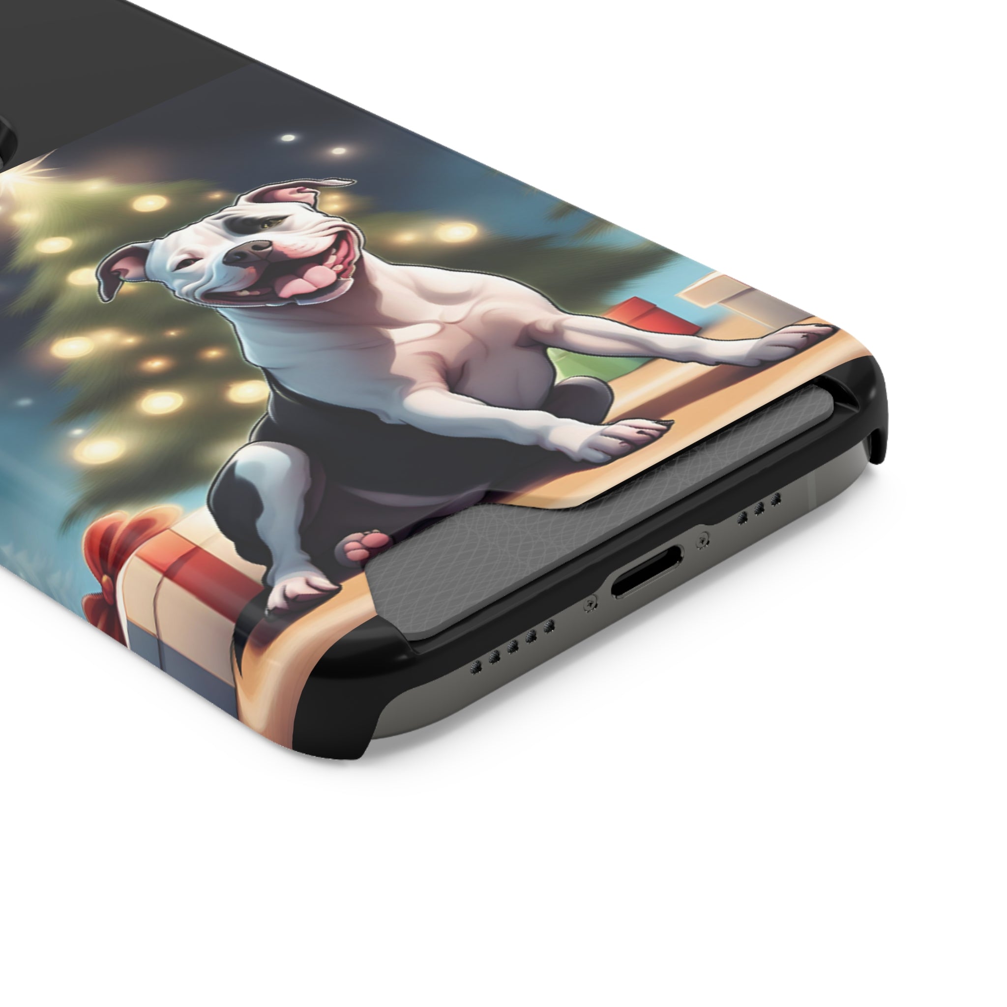 Pitbull Holiday Phone Case with Card Holder