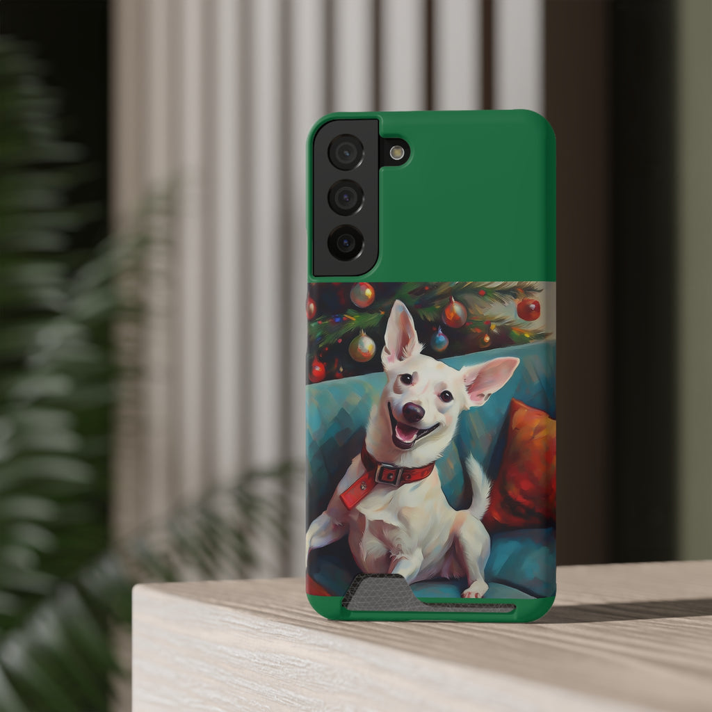 White Corgi Holiday II Phone Case with Card Holder
