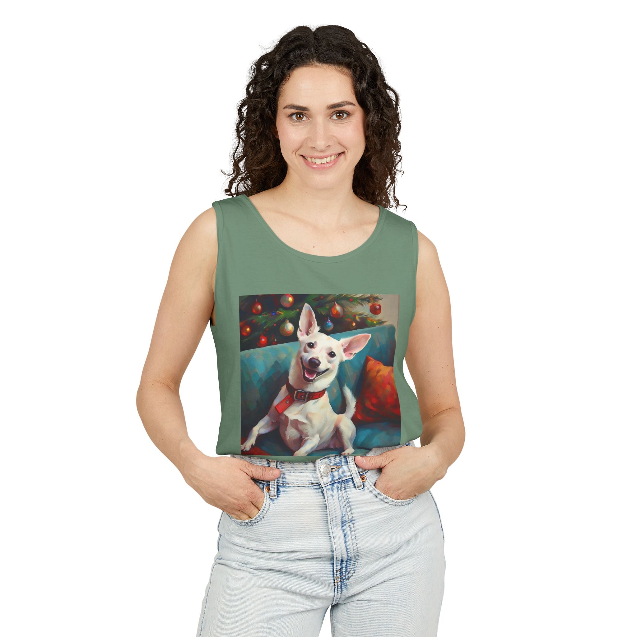 White Corgi Holiday II Unisex Tank Top