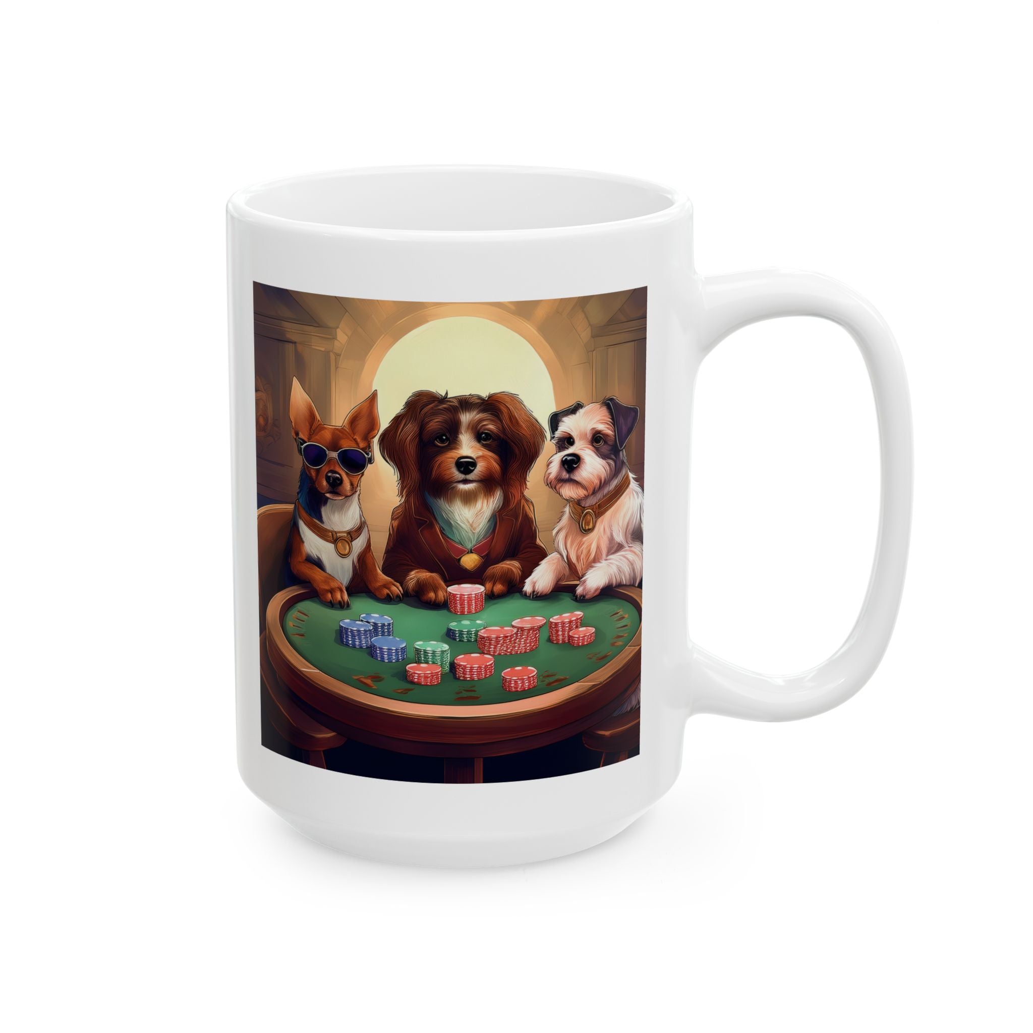 Puppy Poker Ceramic Mug, (11oz, 15oz)