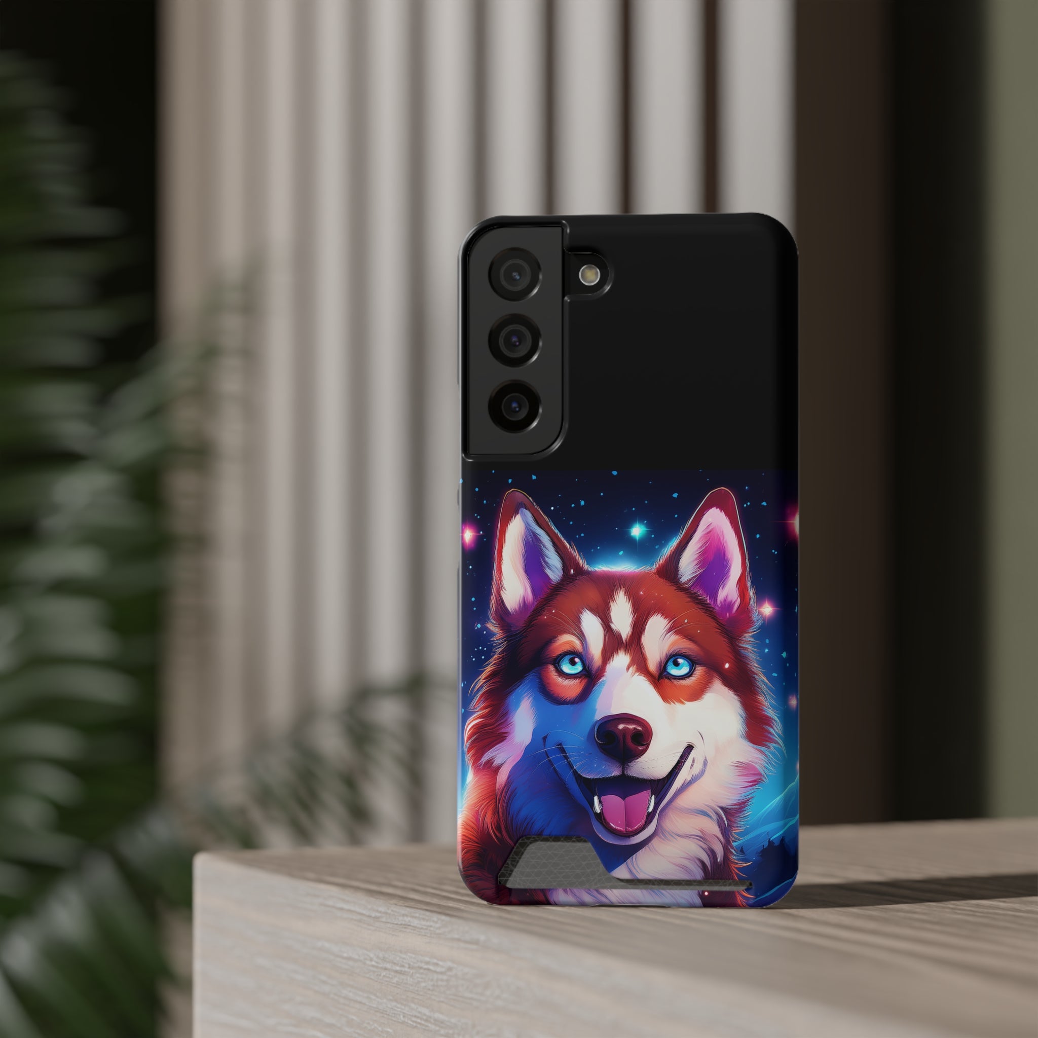 Eskimo Husky Stary Night Phone Case with Card Holder