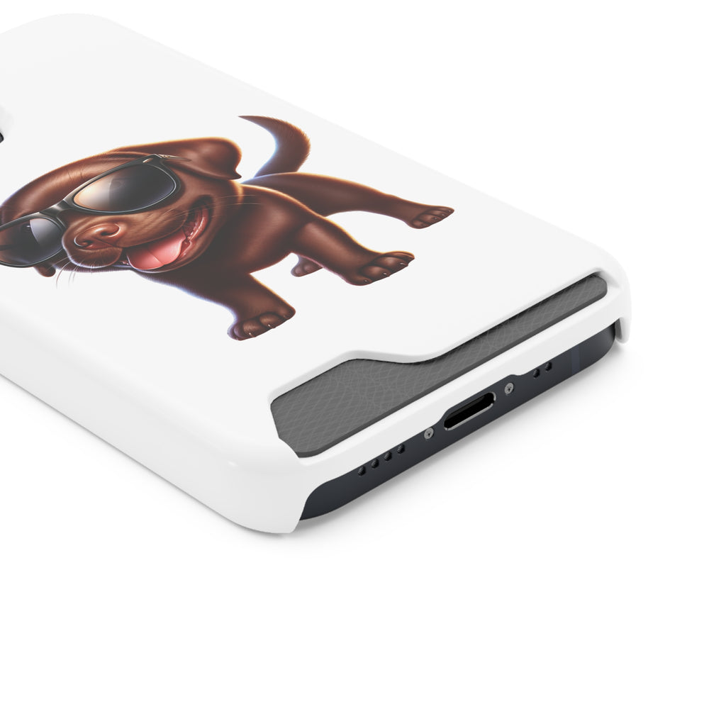 Chocolate Lab with Sunglasses Phone Case with Card Holder
