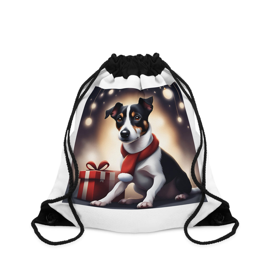 Jack Russell Holiday Drawstring Bag