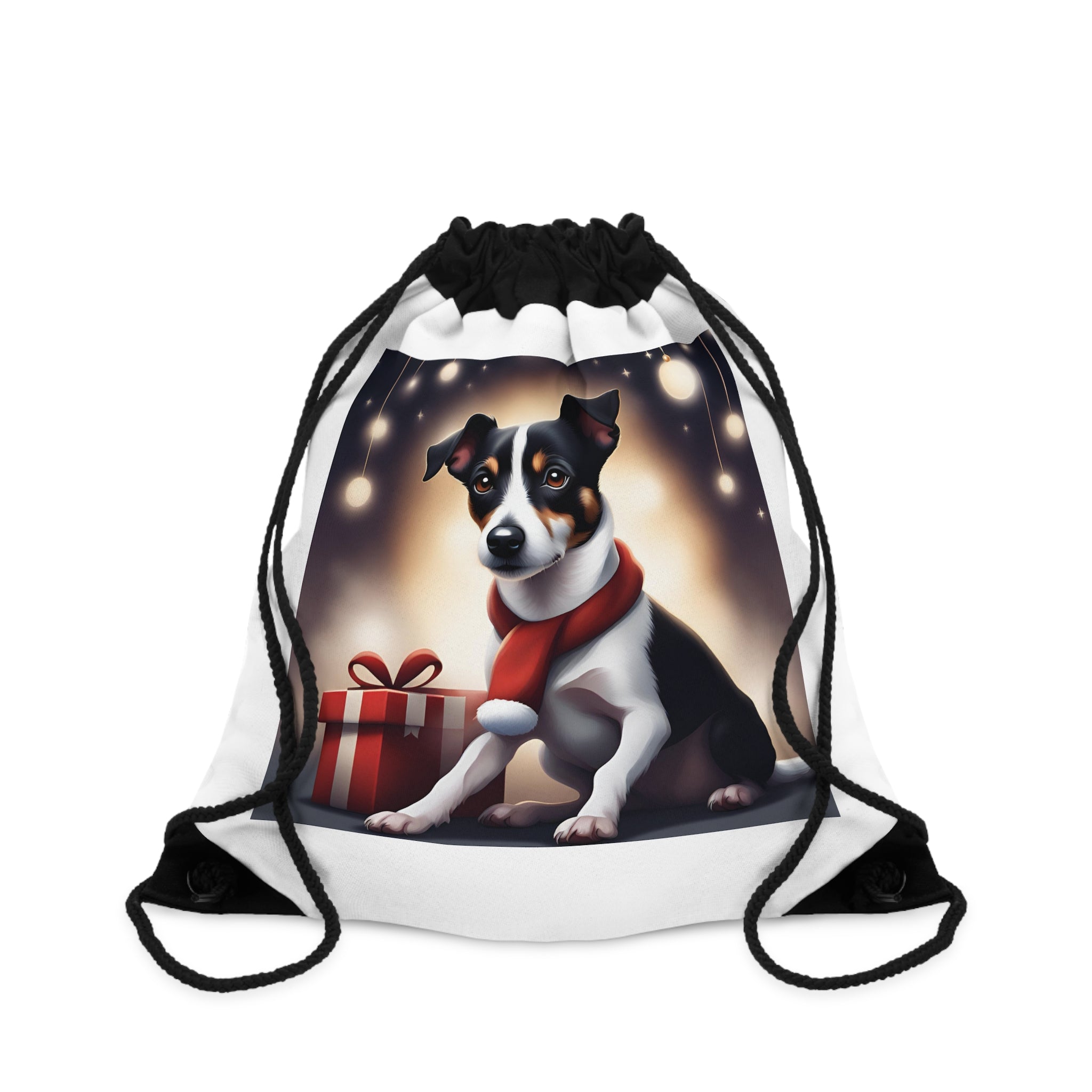 Jack Russell Holiday Drawstring Bag