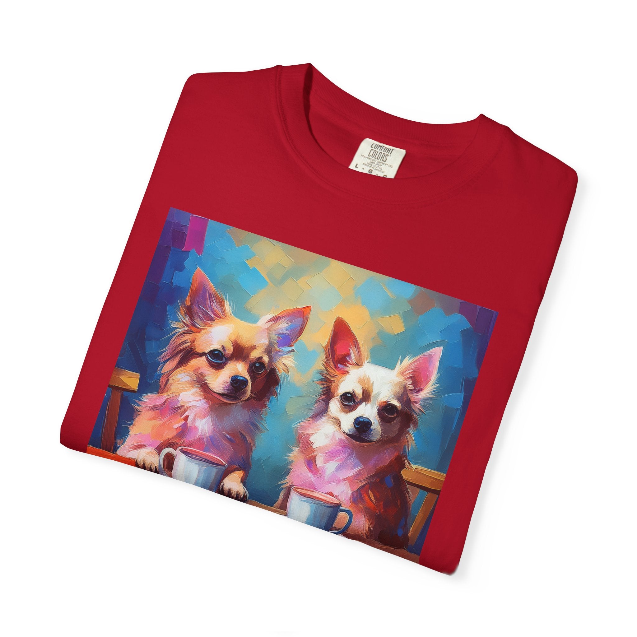 Cafe con Chihuahua Unisex Garment-Dyed T-shirt