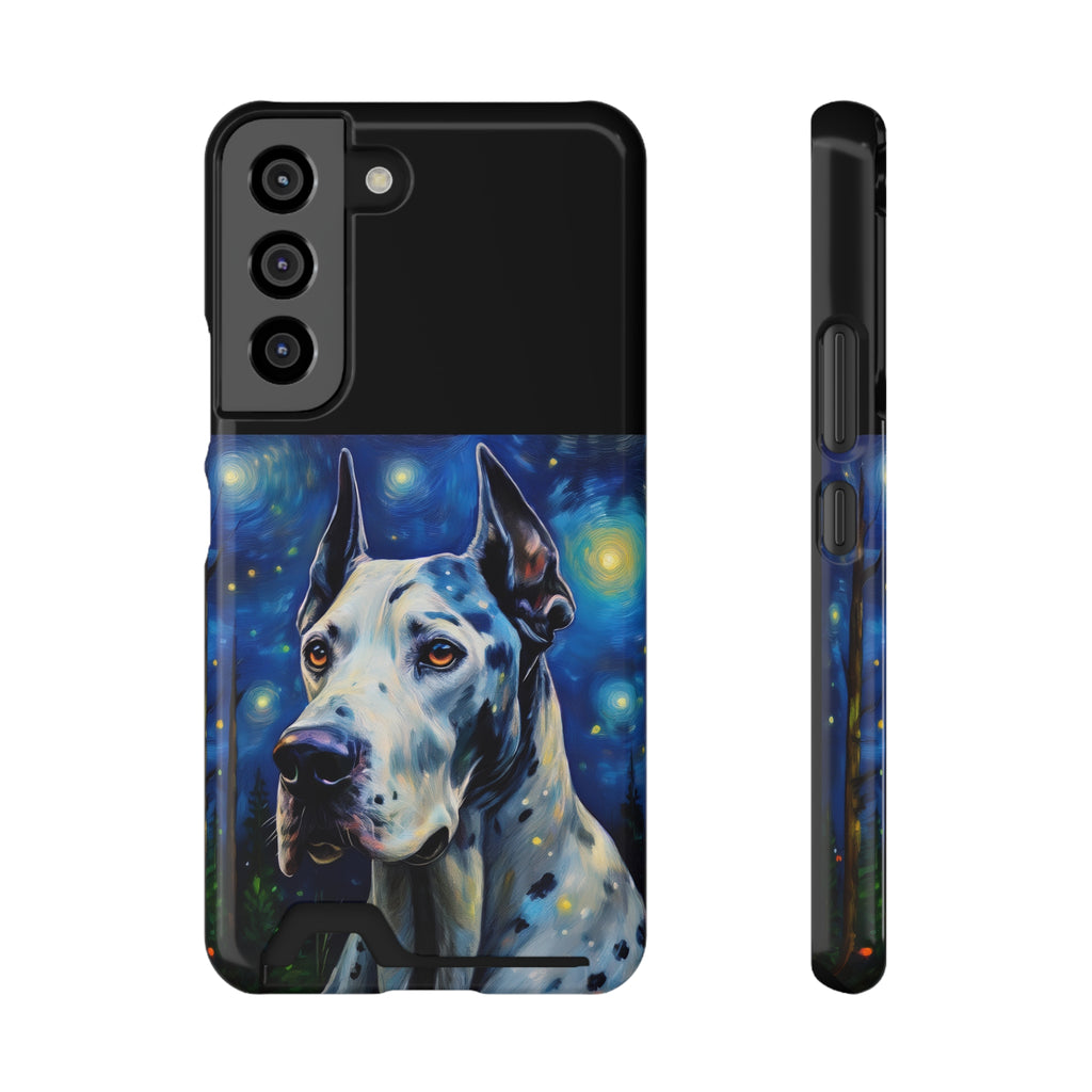 Great Dane Stary Night Phone Case with Card Holder