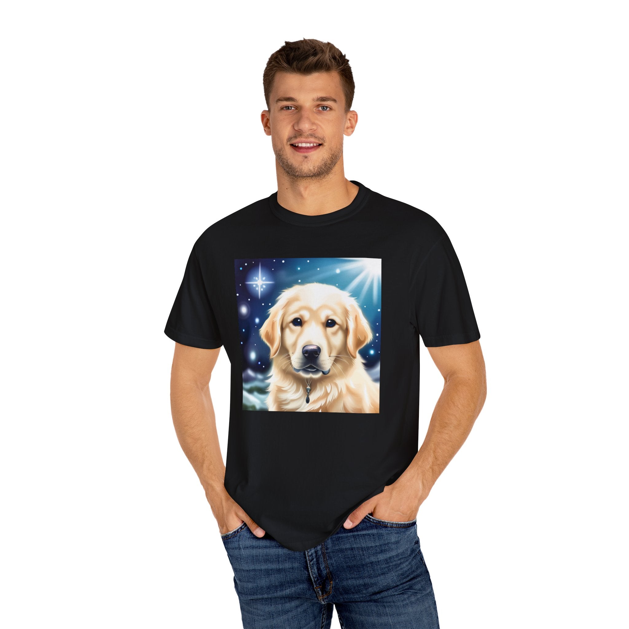 Golden Retriever Stary Night Unisex Garment-Dyed T-shirt