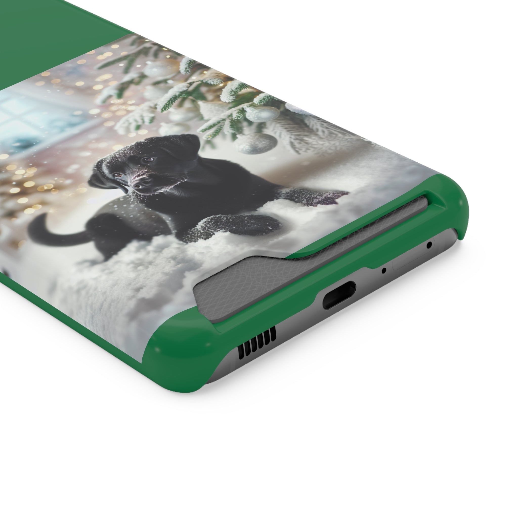 Black Lab Holiday Phone Case with Card Holder