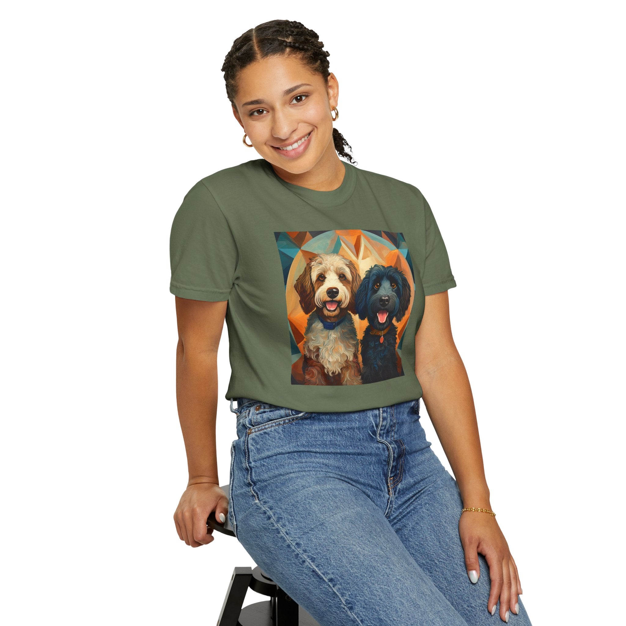 Doodles, Black & Tan Unisex Garment-Dyed T-shirt