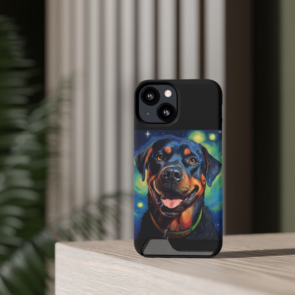 Rottweiler Stary Night Phone Case with Card Holder
