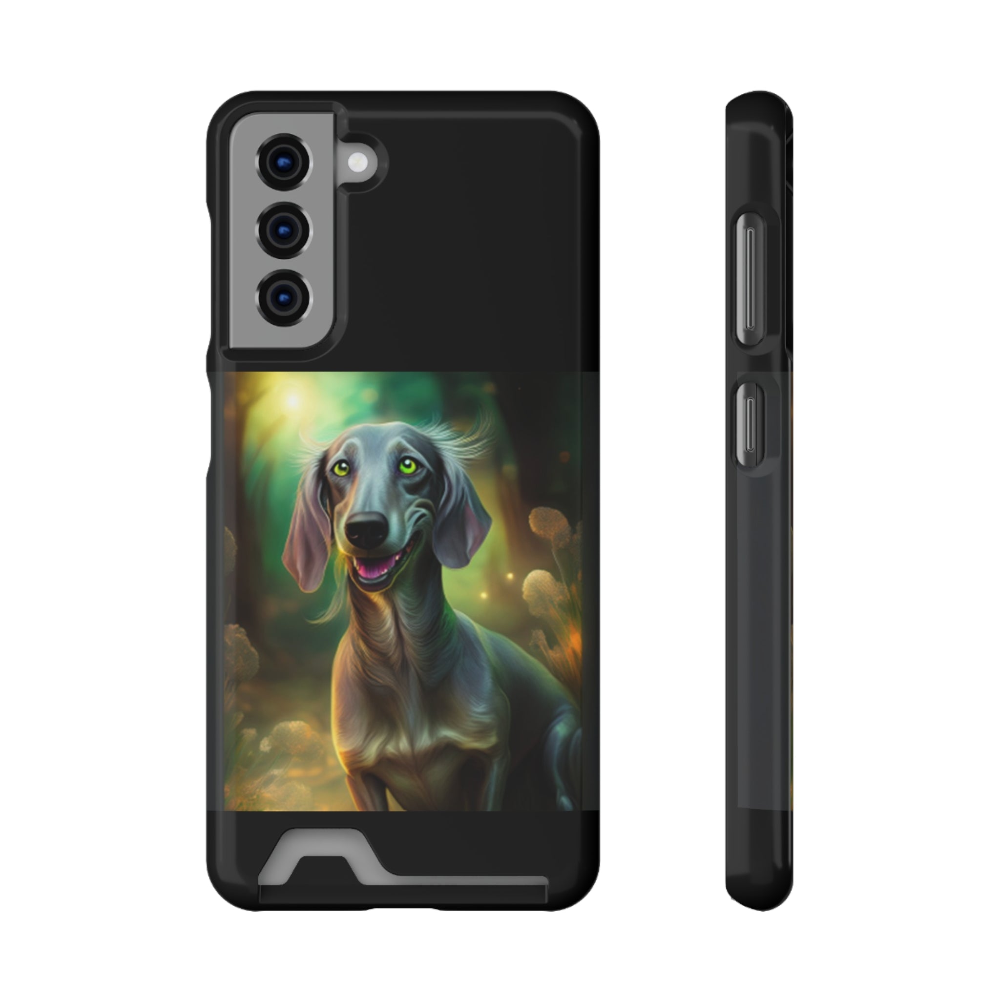 Dachshund Silver Grey Phone Case with Card Holder