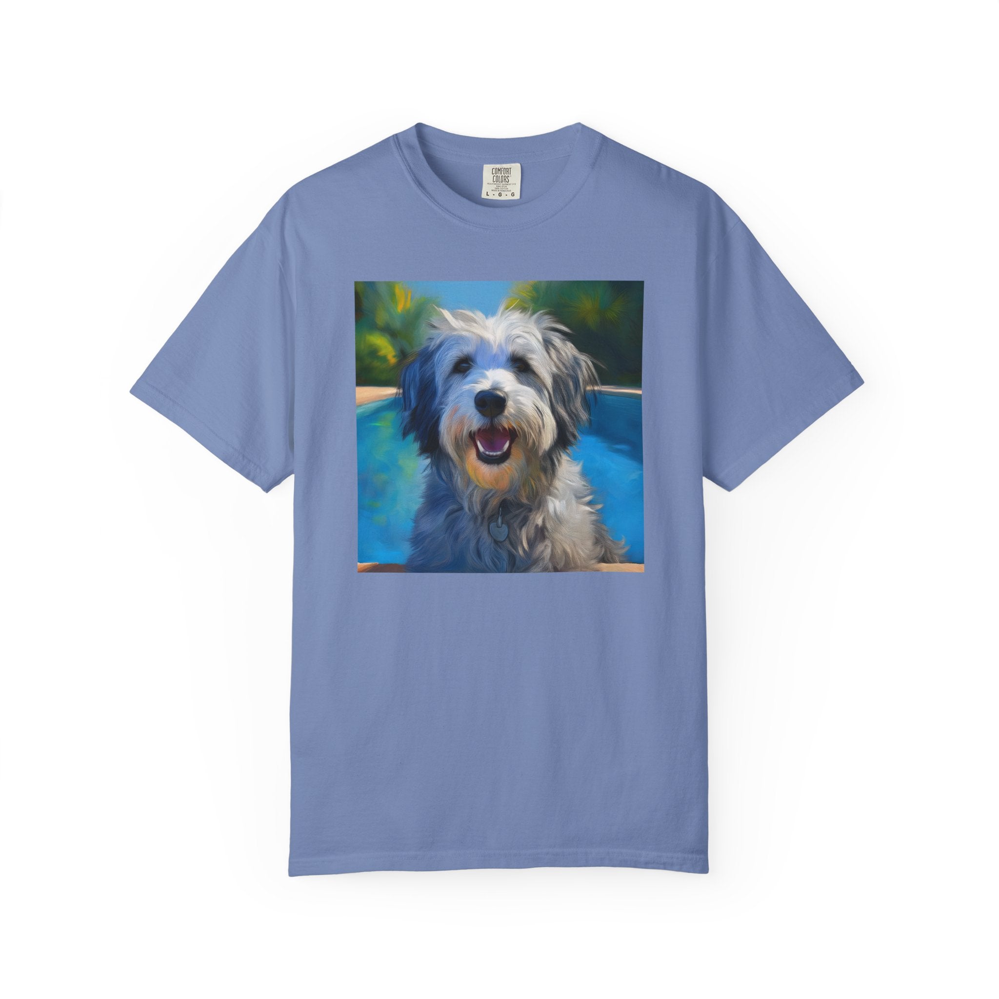 Grey Shaggy Dog Poolside Unisex Garment-Dyed T-shirt