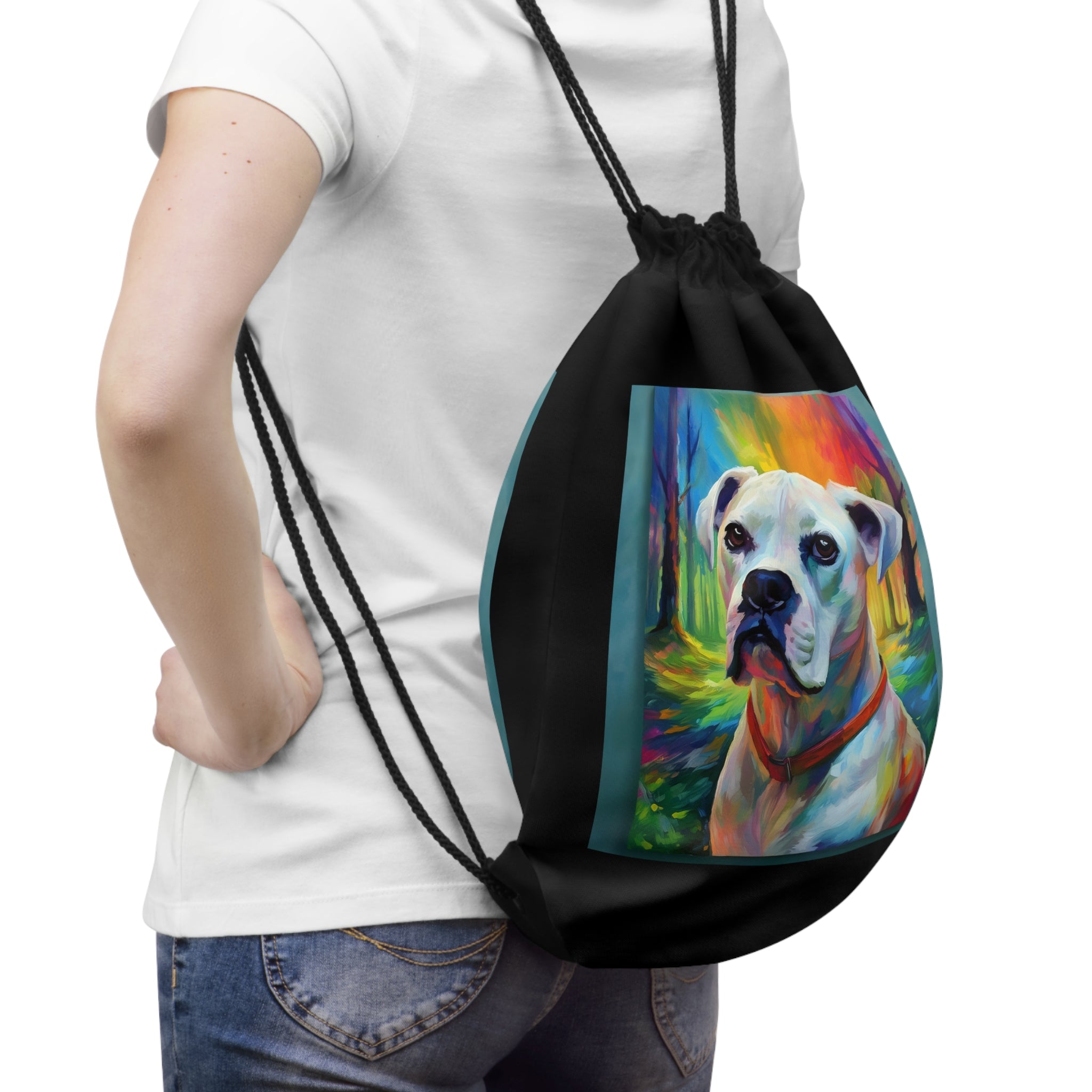 Boxer Rainbow Sky Drawstring Bag