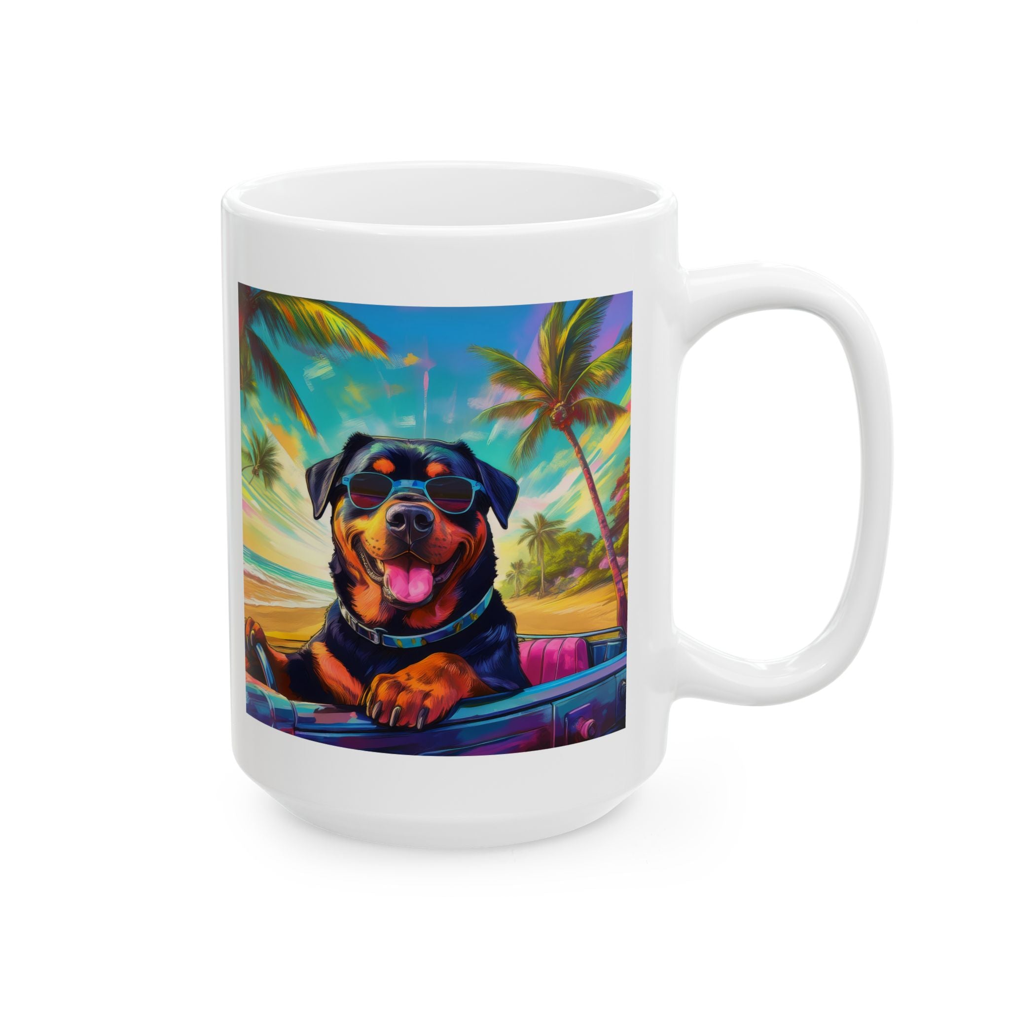 Rottweiler Beach Drive Ceramic Mug, (11oz, 15oz)