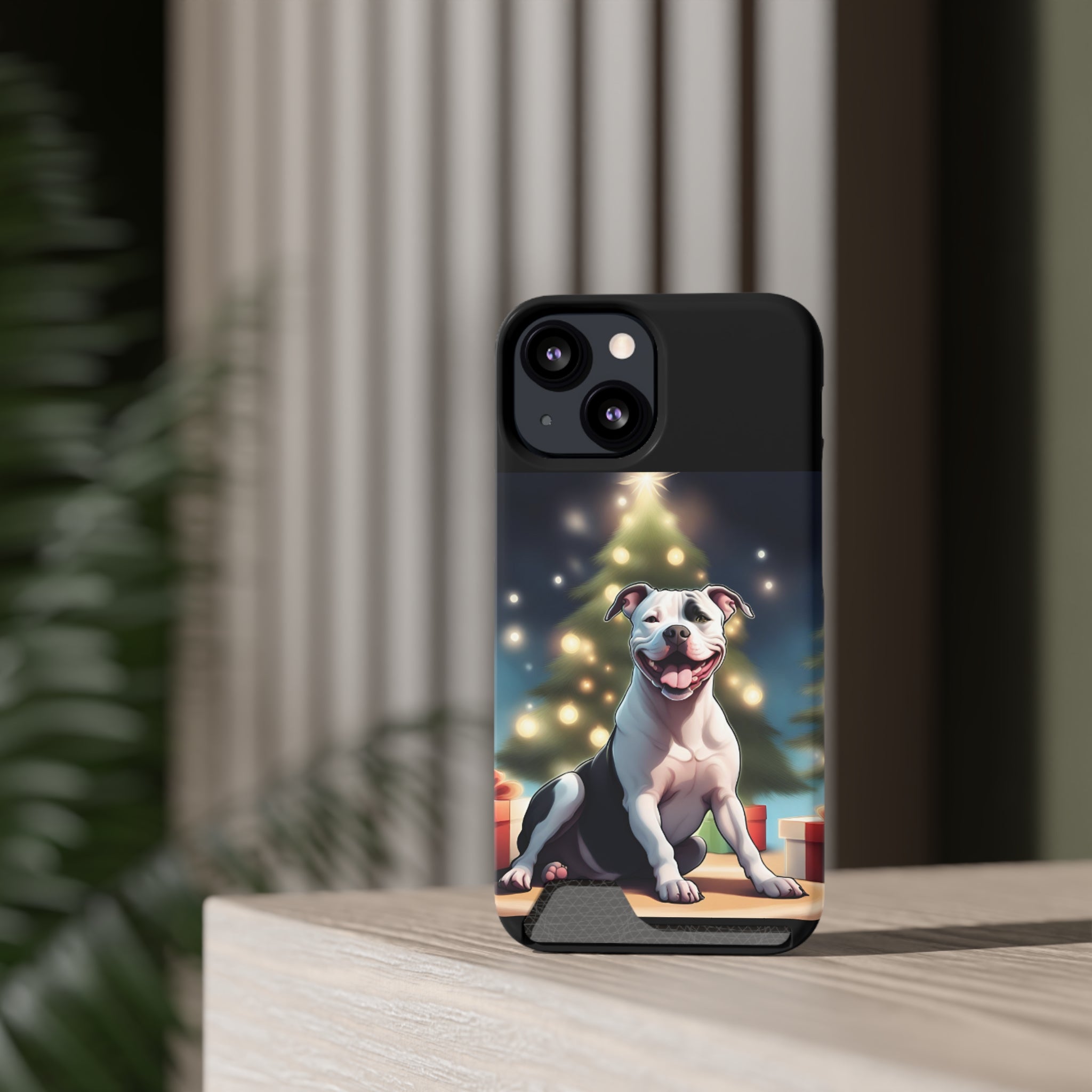 Pitbull Holiday Phone Case with Card Holder