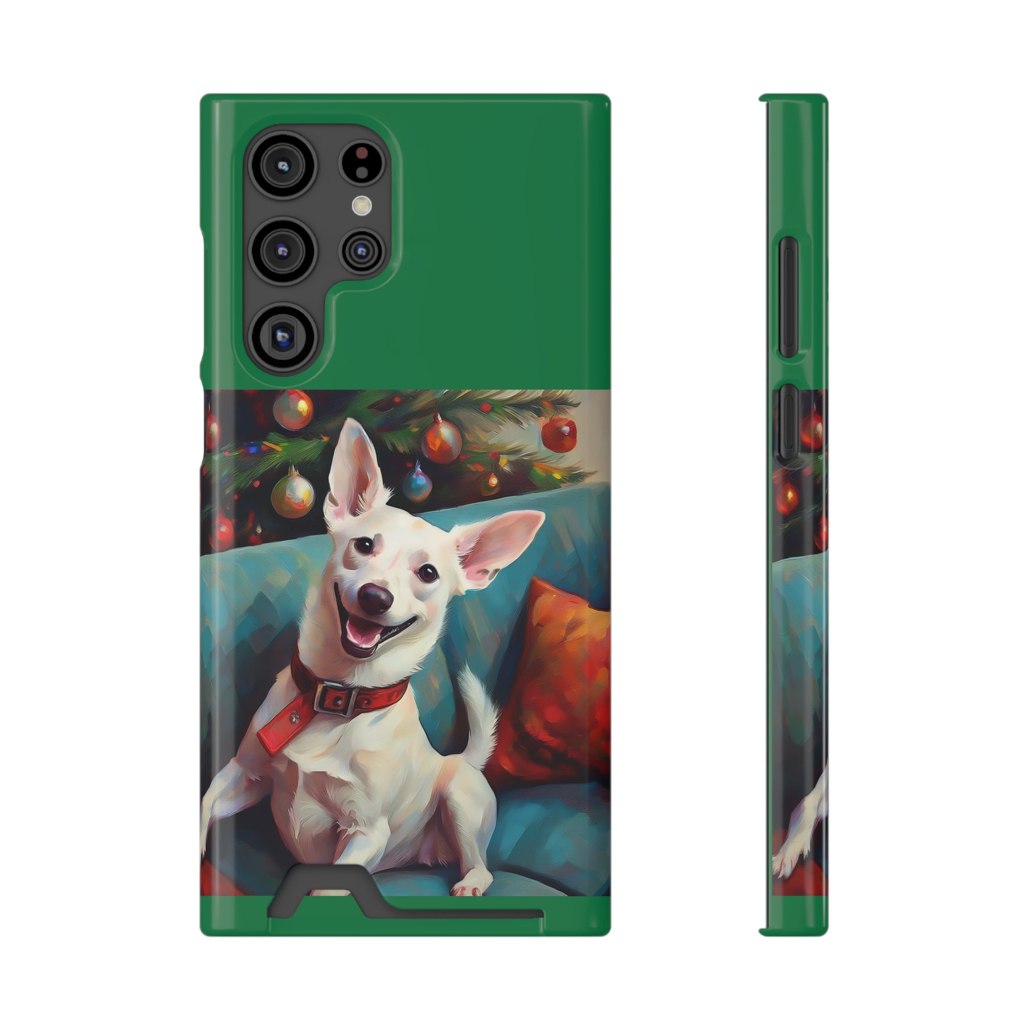 White Corgi Holiday II Phone Case with Card Holder