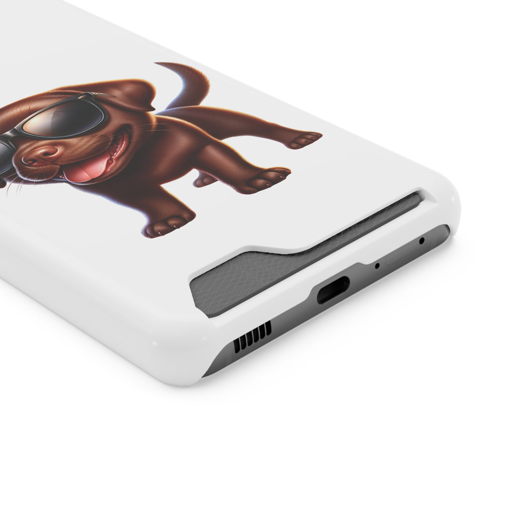 Chocolate Lab with Sunglasses Phone Case with Card Holder
