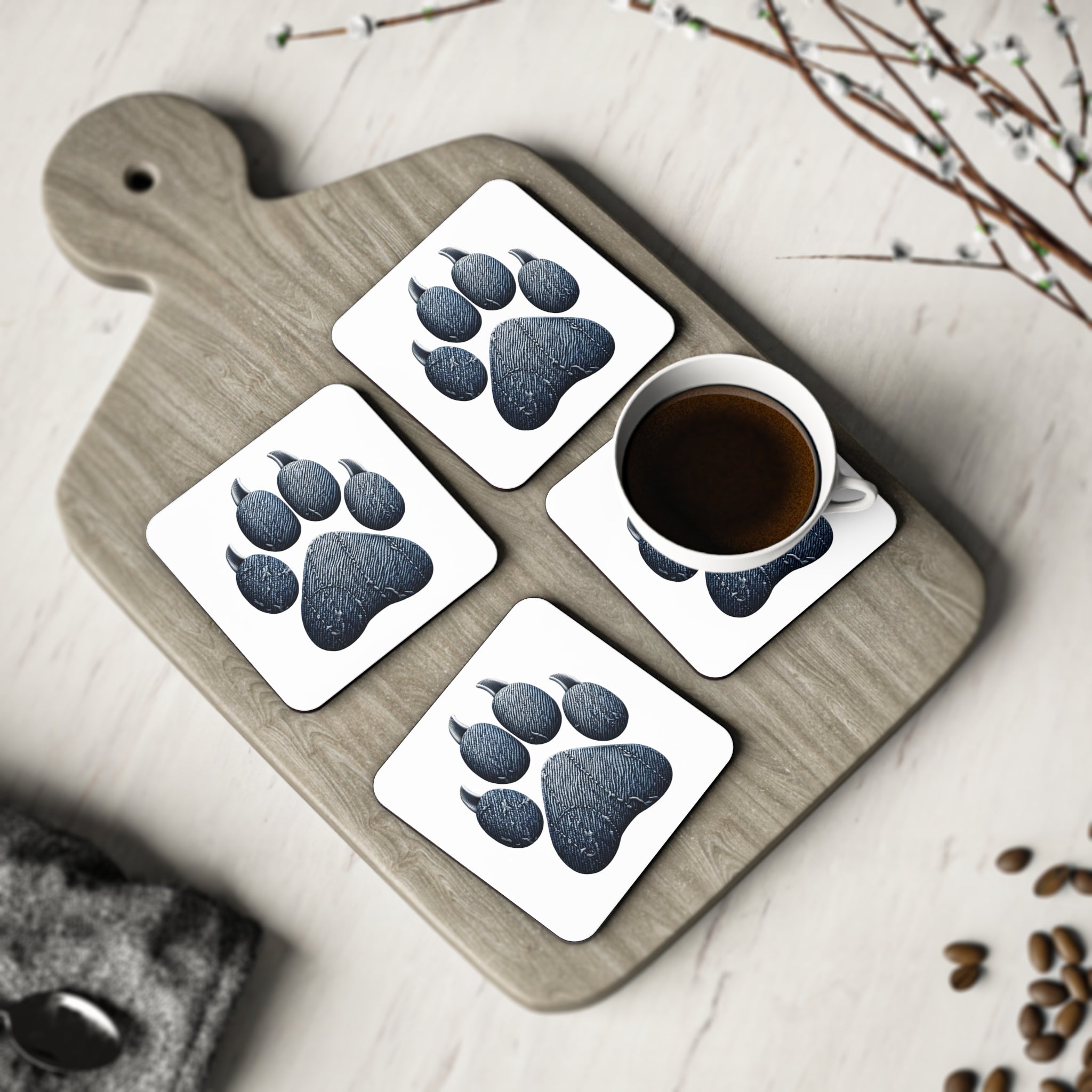 Denim Paw Coasters