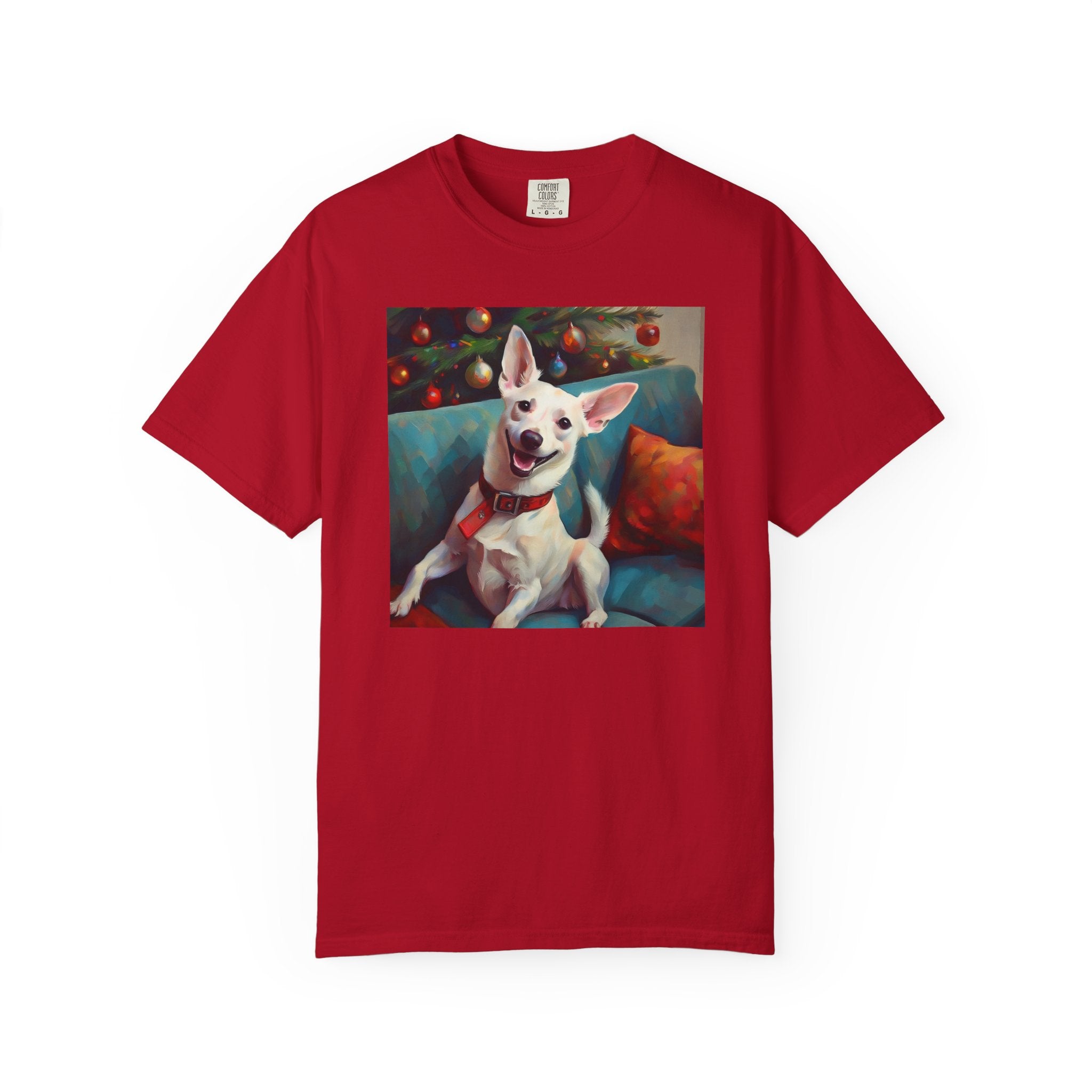 White Corgi Holiday II Unisex Garment-Dyed T-shirt