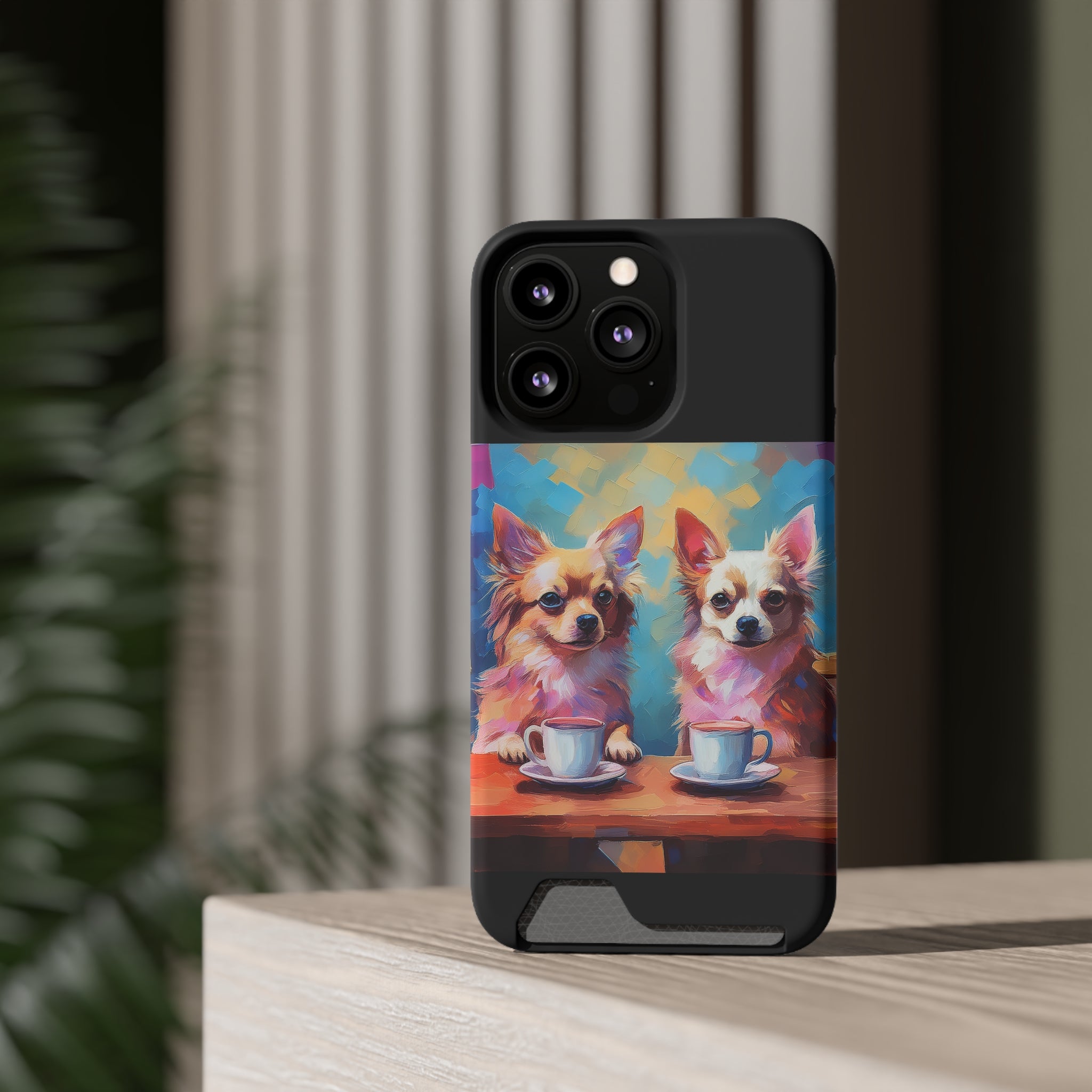 Cafe con Chihuahua Phone Case with Card Holder