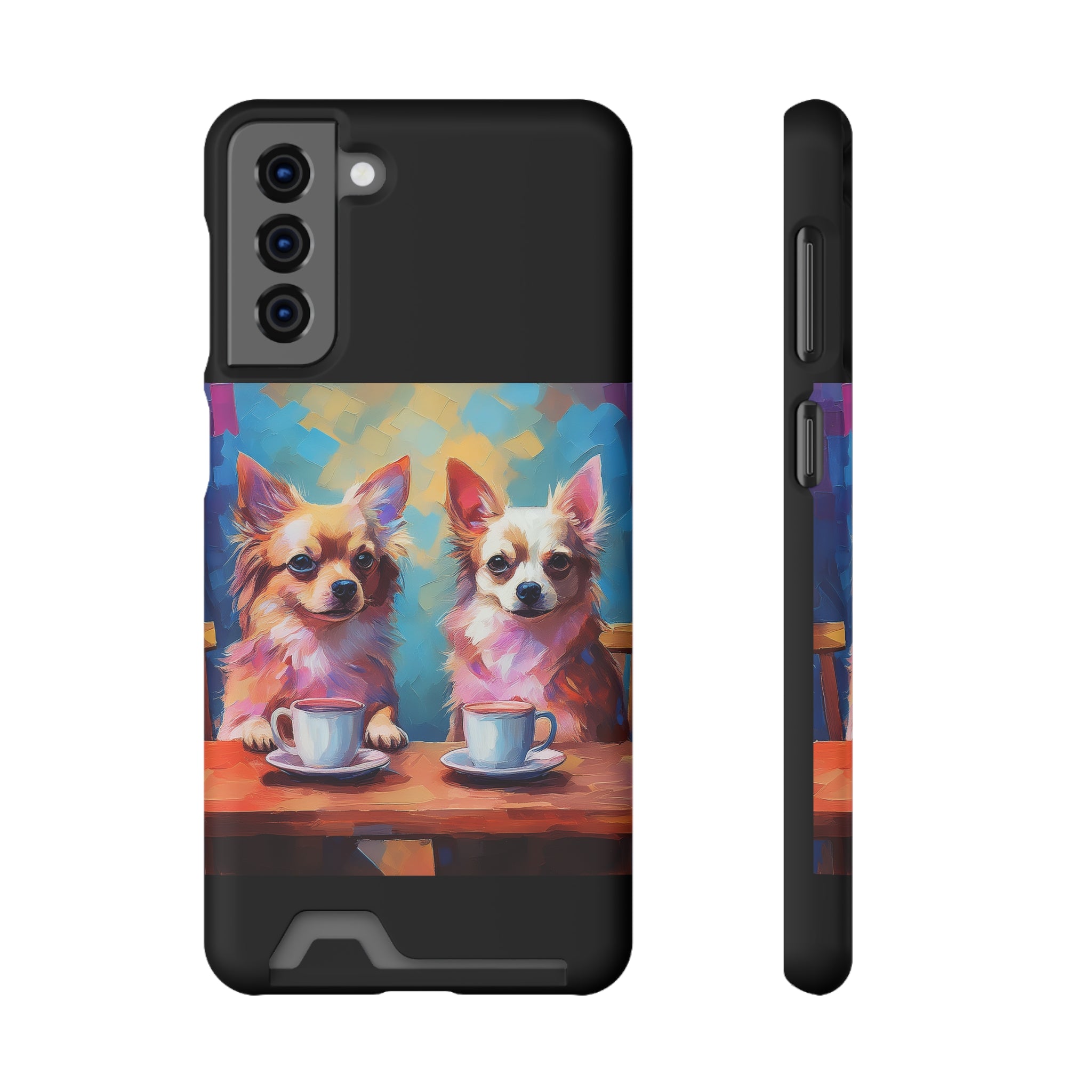 Cafe con Chihuahua Phone Case with Card Holder