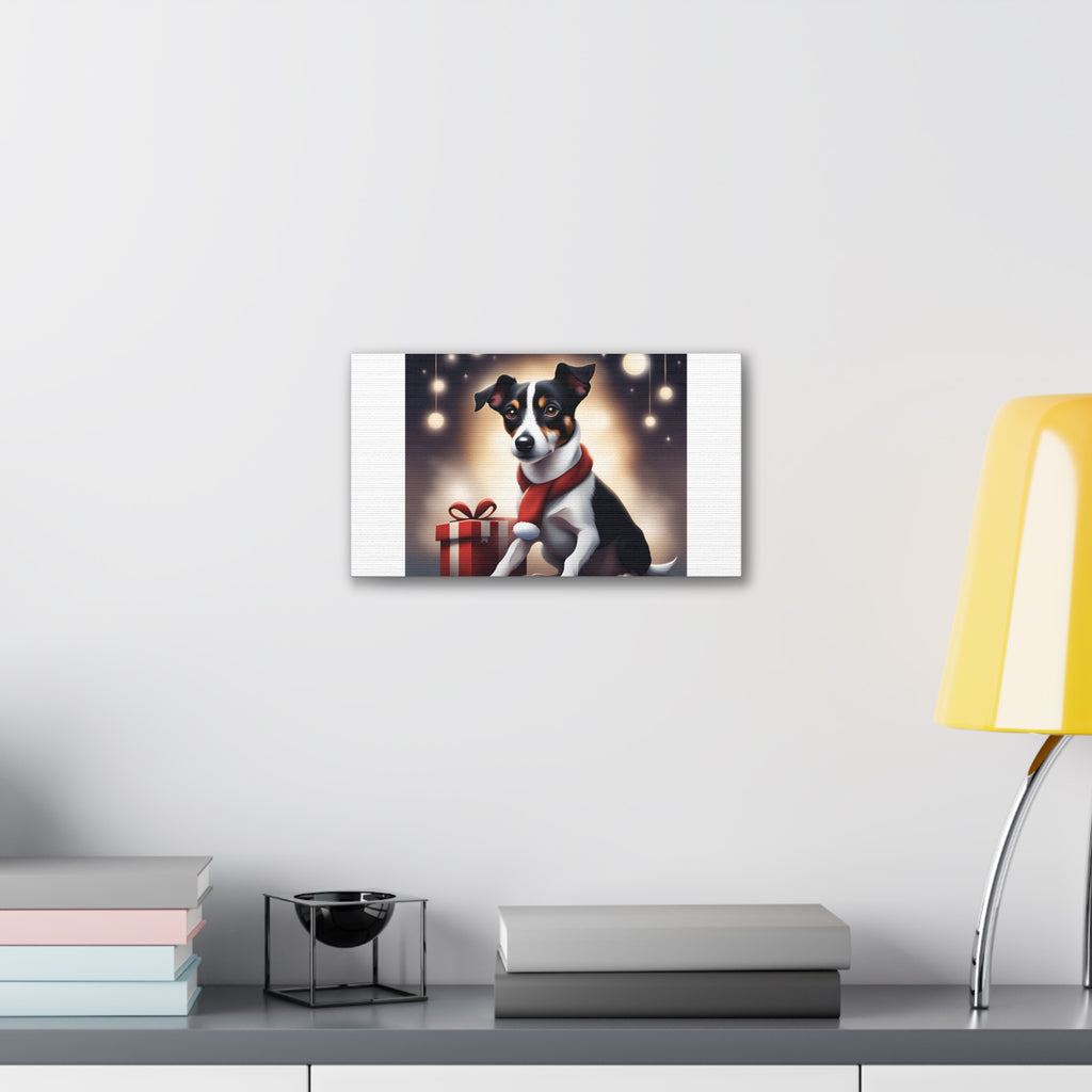 Jack Russel Holiday Canvas Stretched, 0.75"