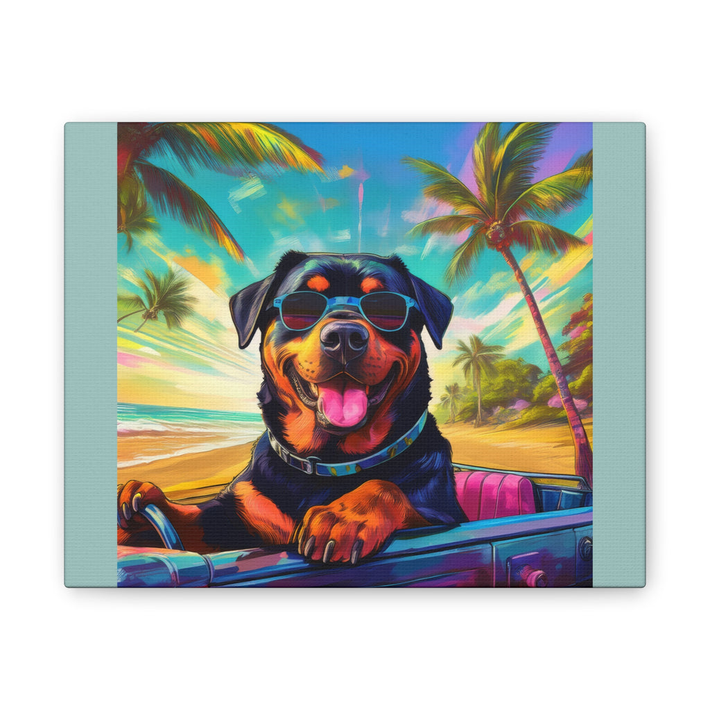 Rottweiler Beach Drive Canvas Painting