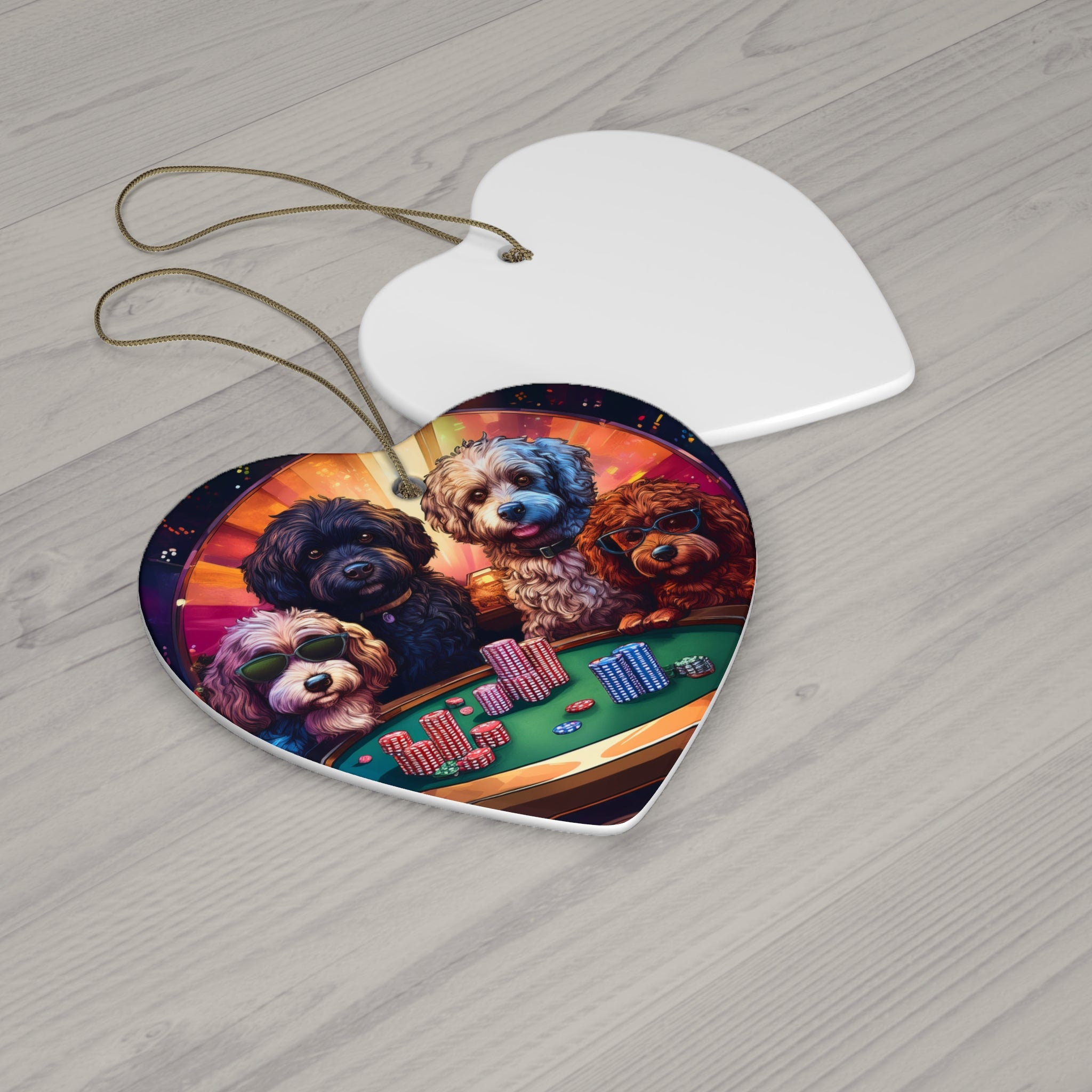 Doodle Poker Game Ceramic Ornament