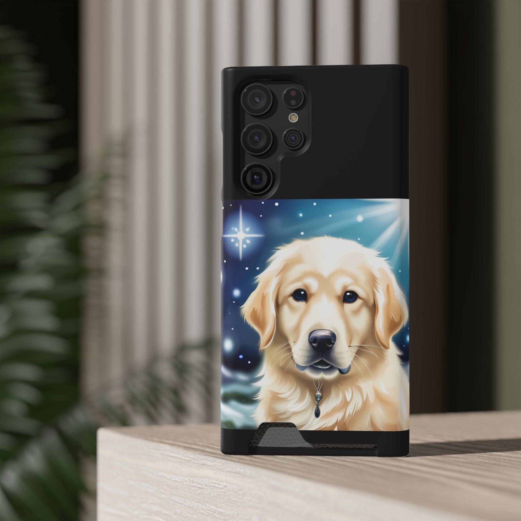 Golden Retriever Stary Night Phone Case with Card Holder