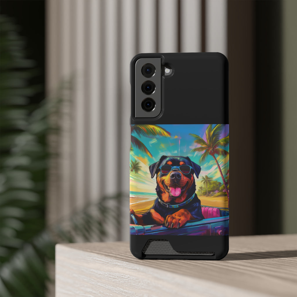 Rottweiler Beach Drive Phone Case with Card Holder