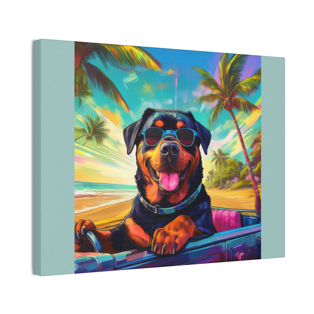 Rottweiler Beach Drive Canvas Painting